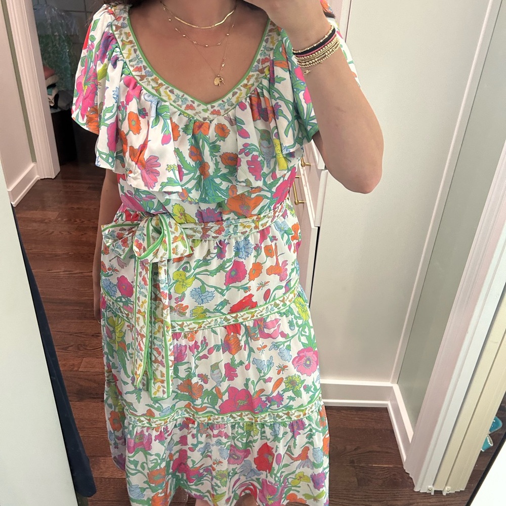 NWT Gretchen Scott Arles Dress - Birds and Bees in Brights Maxi Dress Size M